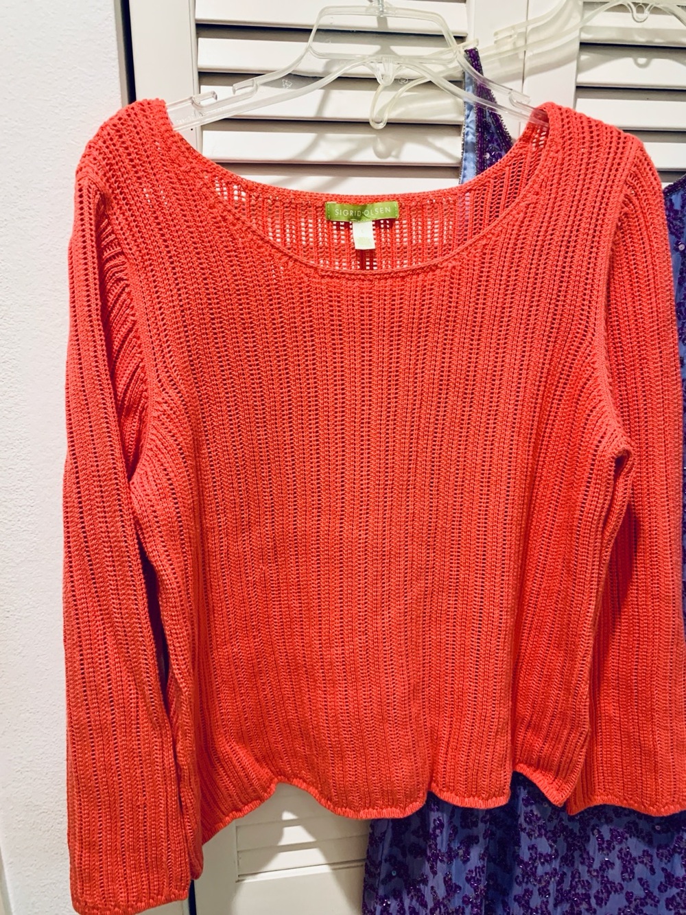 Bright Coral Open Knit Sweater - Sigrid Olsen